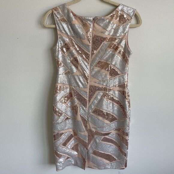 Vince Camuto 14 Sequins Cocktail Party Sheath Dress Silver Rose Gold Holiday - Picture 5 of 15